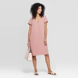 A New Day Short Sleeve V-Neck Crepe Dress - Size Small